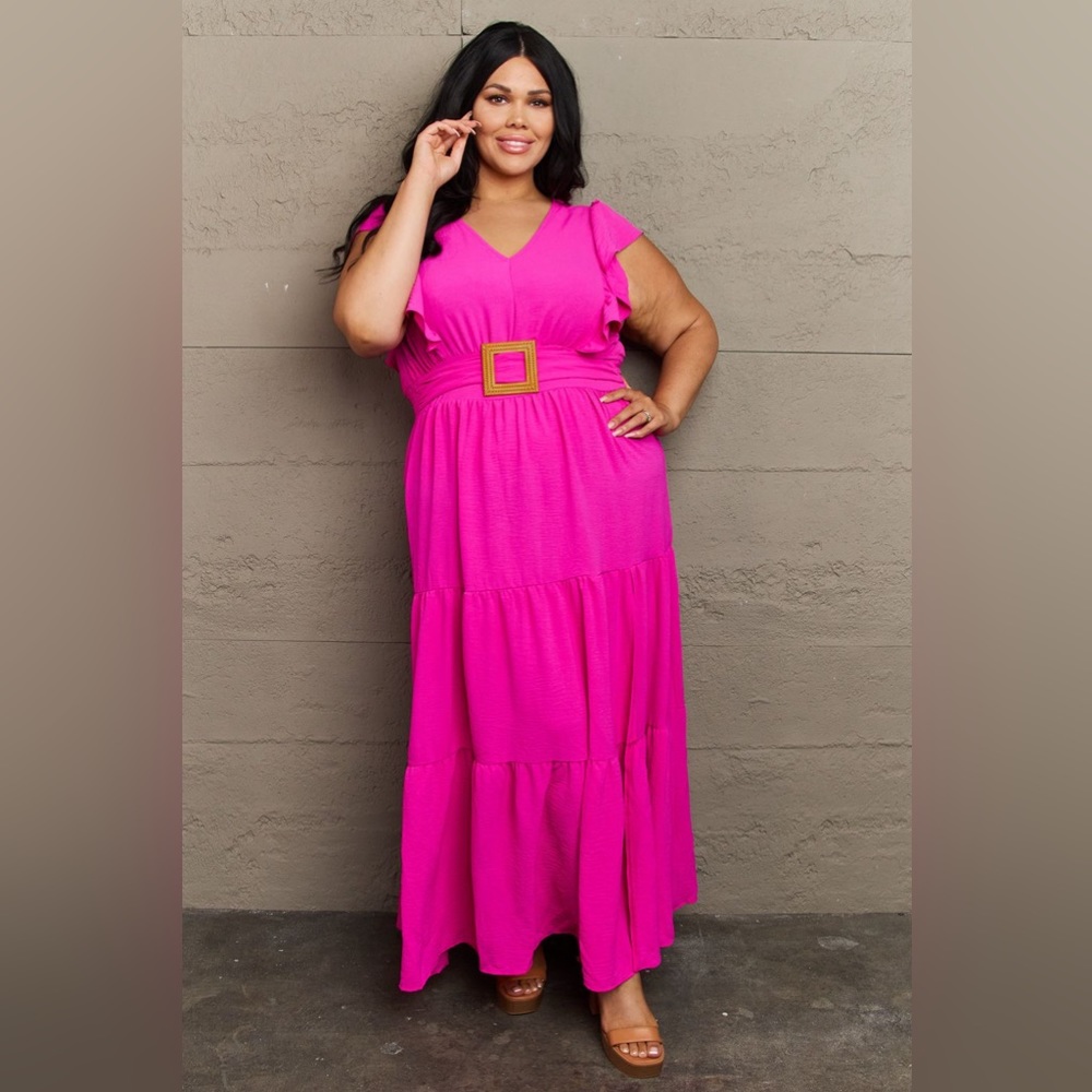 🌟NEW, CHIC*- GeeGee Fancy Fizz Tiered Side Slit Maxi Dress OFFERS WELCOME!